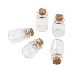 0.5ML 10X18X5MM Small Mini Clear Glass Cork Vials Bottle with Wood Stoppers/ Message Weddings Wish Jewelry Party Favors Bottles Tube SN3016