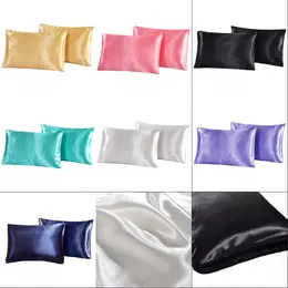 Silk Emulation Satin Pillowcase 20*26 inch Solid Color Pillow Cover Summer Ice Silk Pillow Case Bedding Supplie 169 V2