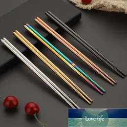 Par rostfritt stål ätpinnar metall chop pinnar porslin silver guld multicolor för sushi palillos chinos fabrik pris expert design kvalitet senaste stil