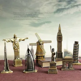 ERMAKOVA Metal World Famous Building Architecture Model Statue Landmark Tourist Souvenir Home Office Decoration 211101