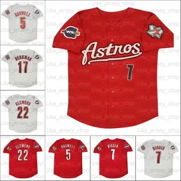 Koszulka domowa Retro Houston Baseball 2005 World Series 5 Jeff Bagwell 7 Craig Biggio 17 Lance Berkman 21 Andy Pettitte 22 Roger Clemens