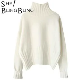 Shilanding Za kobieta Jesień Zima Traf Turtleck Swetry Sweter Slim Dzianiny Ciepła Moda Pull Femme 210922