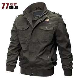 77City Killer Militär Pilot Jackor Män Bomber Bomullrock Taktisk Armé Man Casual Air Force Flight Size M-6XL 210811