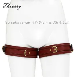 Thierry arrive Adjustable PU Leather Erotic leg Cuffs Restraints Bondage adult Sex Toy Restraints Sex Bondage SM toys 210629