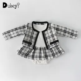 Clothing Sets Designer Brand Girls Romper with Coat Baby Girl Clothes Set Plaid Kids Outfits Infant Outfit