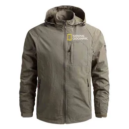 Marca de jaqueta à prova de vento masculina Casual ao ar livre ao ar livre National Geographic Casat Sports Outwear Overs Cloat Man Clothing Y1106