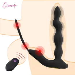 Double Motors Wireless Remote Control Anal Plug Vibrator For Men Prostate Massager Patterns Butt Silicone Sex Toys for Adult Gay 211015