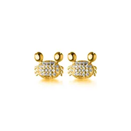 Stud Fashion Cute Animal Gold Ear Studs For Women Jewelry Mini Crab Shape Inlaid Cubic Zirconia Bohemian Sweet Earring