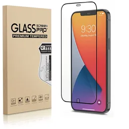 Black Edge Full Cover 9H Displayschutzfolie Temered Glass Fim Guard für IPhone 14 plus x xs xr 11 12 13 mini pro max Samsung Android-Handy mit Box