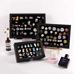 Badge Storage Box Transparent Dust-proof Medal Jewelry Box Large Capacity Brooch Wall Display Frame Pin Gift Box Collection 211110