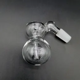 토네이도 물 담뱃대 용 유리 재 포수 그릇 Bong Dab Rigs 14mm 18mm 고정 튜브가있는 두 개의 공동 크기 조롱박 모양 여과기 다운 스템