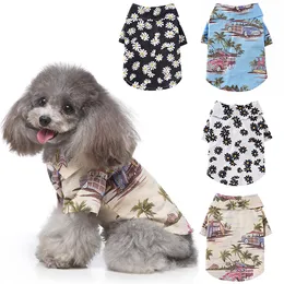 Styl Hawajski Koszula Pet Dog Ubrania Wiosna i Letnia Daisy Druku Koszula Pet Dog Beach Plaid Koszula Dog Odzież XD24550