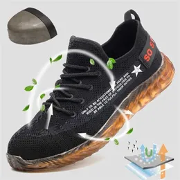 Steel Toe Cap Safety Shoes Smash-proof Bulletproof Cloth Puncture-proof Lightweight Breathable Work In Spring 211217