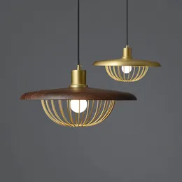 Moderne hout E27 hanglampen eenvoudige kooi vorm opknoping lamp armatuur restaurant home decor lights keukenverlichting