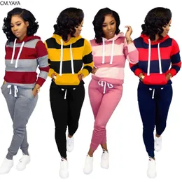 Zweiteilige Kleider Womens Women Winter Set Trainsuit Full Sleeve Hoodied Sweatshirt Taschen Hosenanzug Outfits Sweatsuit D8313