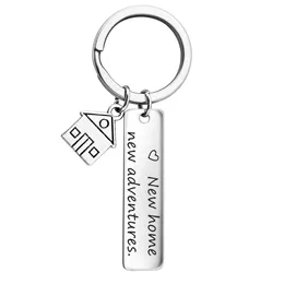 Hem Nya Äventyr Nyckelringar Bokstäver Key Ring Housewarming Gift Realtor Stängande Smycken Söt Hus