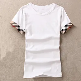 2021 Helt nya damskjortor Slim Bomull 100 % Dam T-shirt kortärmad för kvinnor Tunn Vit Ren Toppar Dam T-shirt