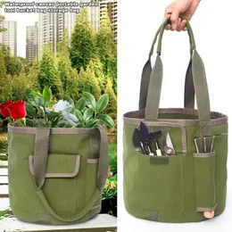 Storage Bags 30L Garden Bag Reusable Gardening Lawn And Leaf Canvas Portable Yard Waste With Drawstring Waterproof @LS