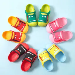 Summer Cute Cartoon Dinosaur Boys and Girls Beach Hole Baby Garden Kids Children Slippers Shoes KSS02 210712