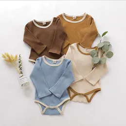 Maciço bebê macacão algodão infantil meninas romper manga comprida recém-nascido menino jumpsuits em torno do pescoço crianças escalando roupas bebê boutique dw6061