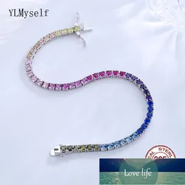 Pure Silver 14-21 cm Tennis Bracelet Pave 3 mm Bling Rainbow Zircon Beautiful Real 925 Jewelry For Women Factory price expert design Quality Latest Style Original