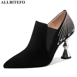 AlliteBofo especial forma calcanhar couro genuíno sexy saltos altos casamento sapatos mulheres sapatos de salto alto woels 210611