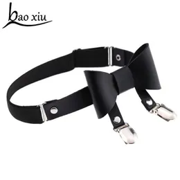 Gürtel Nachtclub Harajuku Gothic Fetisch Stretch Leder Clip Harness Bein Bondage Strumpf Hosenträger Riemen Bowknot Strumpfband Zubehör