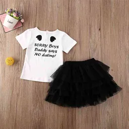Летние младенческие Rompers Одежда с короткими рукавами футболка сетка черная твердая юбка детские девушки костюм 1-6T 210629