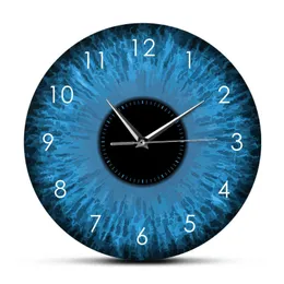 Niebieskie oczy Iris Optician Wall Clock Weird Macro Gady Zbocze Oko Zaprojektowany Home Decor Zegar Eye Doctor Oftalmology Prezenty H1104