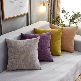 40cm*40cm Cotton-Linen Pillow Covers Solid Burlap Pillow Case Classical Linen Square Cushion Cover Sofa Decorative Pillows Cases JJD10822