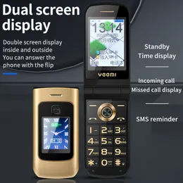 Unlocked Senior Flip Cell Phone Luxury Dubbelskärm Dual SIM-kort GSM Snabbuppringning SOS Key Touch Big Keyboard FM ficklampa Mobil mobiltelefon för gamla människor