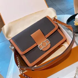 Umhängetasche Mode Klassische Kettentaschen Umhängetaschen Druck Goldschnalle Zweifarbig Patchwork Damen Designer Leder Canvas Totes Geldbörsen