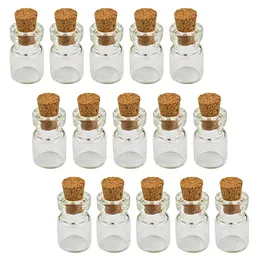 2021 0.5ML 10X18X5MM Small Mini Clear Glass Cork Vials with Wood Stoppers/ Message Weddings Wish Jewelry Party Favors Bottle Tube