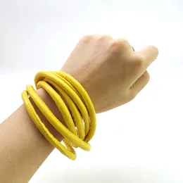 Yd&ydbz Synthetic Leather Bracelet Fashion Punk Jewelry Rubber Charm Bracelets Yellow Leather Jewellery Chains Winding Wholesale Q0719
