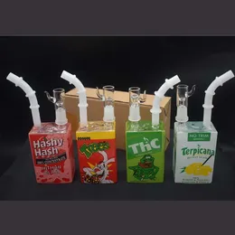 Hitman Mini Liquid Glass Water Pipe Beaker Bong Cereal Juice Box oil Rigs Bong Heady Dab Rig With 14mm Joint Hookahs 7.8''