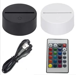 RGB 3D nattlampa 4mm Akryl Illusion baser lampa Home Decor Batteri eller DC 5V USB-driven dekorationslampa bas med touch-omkopplare