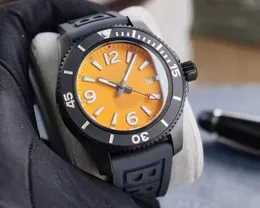 43mm impermeável Alta Qualidade Movimento Automático laranja Homens relógio de borracha de banda de suor