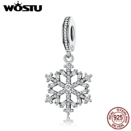 WOSTU New Arrival 925 Sterling Silver Snowflake Dangle Bead Fit Original WST Charm Bracelet Necklace Jewelry Gift CQC266 Q0531