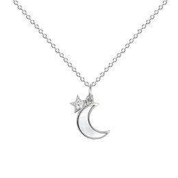 Hemiston 925 Sterling Silver Star Moon Halsband Kvinnlig stil Zircon Fem-Star Fritillaria Halsband för kvinnor Present Q0531