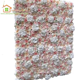 Ghirlande di fiori decorativi Pannelli murali di fiori artificiali 3D Sfondo di nozze e corridore finto rosa ortensia rosa GY809