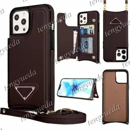 Fashion Luxury Phone Cases for iPhone 14 14pro 14plus 13 13pro 12 12pro 11 pro max Designer Leather Card Holder Pocket Lanyard Han317j