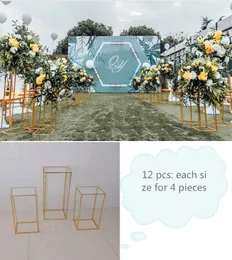 12 pcs Wedding Decoration Flower Rack Metal Flowers Stand Party Table Centerpieces Cake Holder With Acrylic Floral Display Plinth For Birthday Stage Backdrops