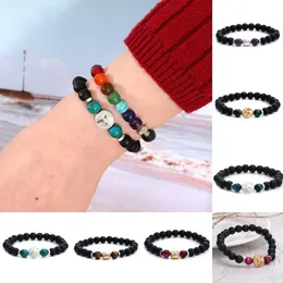 Livet träd Armband Charm Smycken 8mm Natursten Bangle för män Kvinnor Lava Chakra Bead Bracelet Mode Tillbehör Gåvor