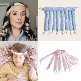 Koreansk bläckfisk Valfri Curling Rod Ribbon Hårrullar Octopus Curling Hairband No Heat Sova Curl Bar DIY Hairs