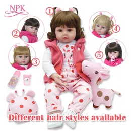 BEBES REBORN Doll 47cm Silikon Odrodzenie Baby Doll Adorable Realistyczne Malek Boncecas Girl Menina de Surprice Doll z Giraffe Q0910