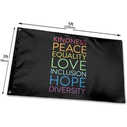 優しさ平和平等愛包括的な多様性旗3x5 FTアメリカの国旗クラブデジタル印刷バナーと旗卸売