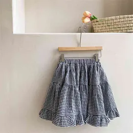 Summer Children's Short Cake Skirt Girls Black and White Plaid Kids Clothes 210702