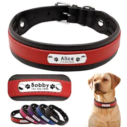 Personalized Leather Dog Collar Customized Engraved Pet Big Dog Bulldog Collars Padded For Medium Large Dogs Perro Pitbull 211006