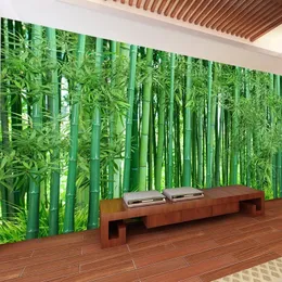 カスタム3D壁紙グリーン竹林風景写真壁壁画リビングルームベッドルームの背景壁の装飾Papel de Parede 3D