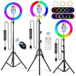 Beleuchtung RGB-Ringlicht 45 Farben Selfie-Ringlichter Stativ-Fernauslöserlampe 26 cm 10 Zoll für Streaming-Video Youtube